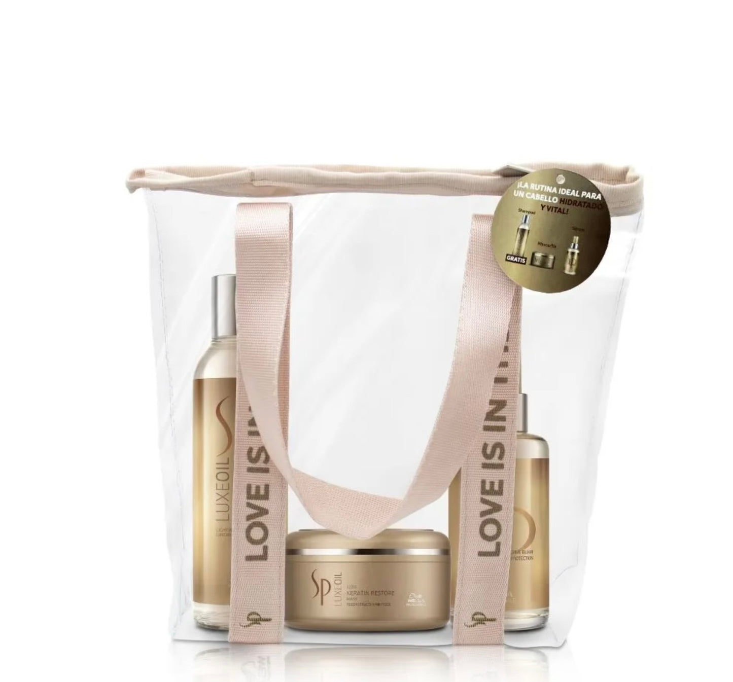 PACK LUXEOIL SHAMPOO ¡GRATIS! Por la compra de mascarilla y óleo. Incluye hermosa cosmetiquera Wella