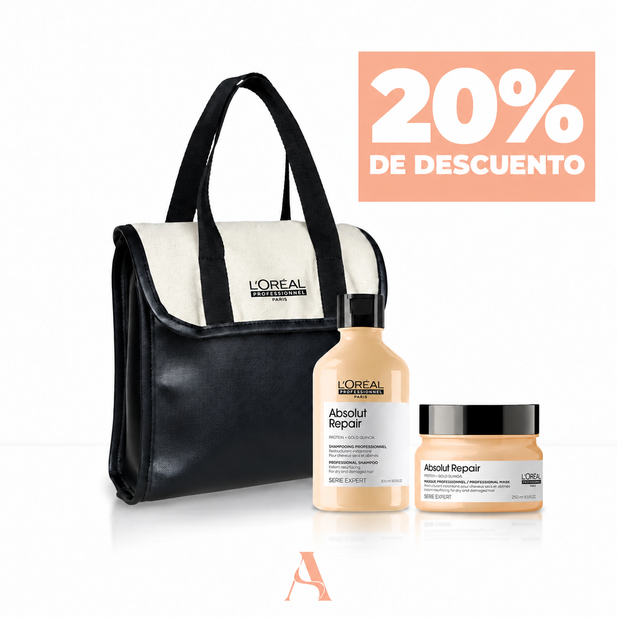 20% DESCUENTO kit Absolut Repair shampoo y mascarilla. incluye nesecer