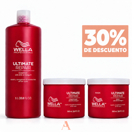 30% DE DESCUENTO KIT WELLA ULTIMATE REPAIR LITRO